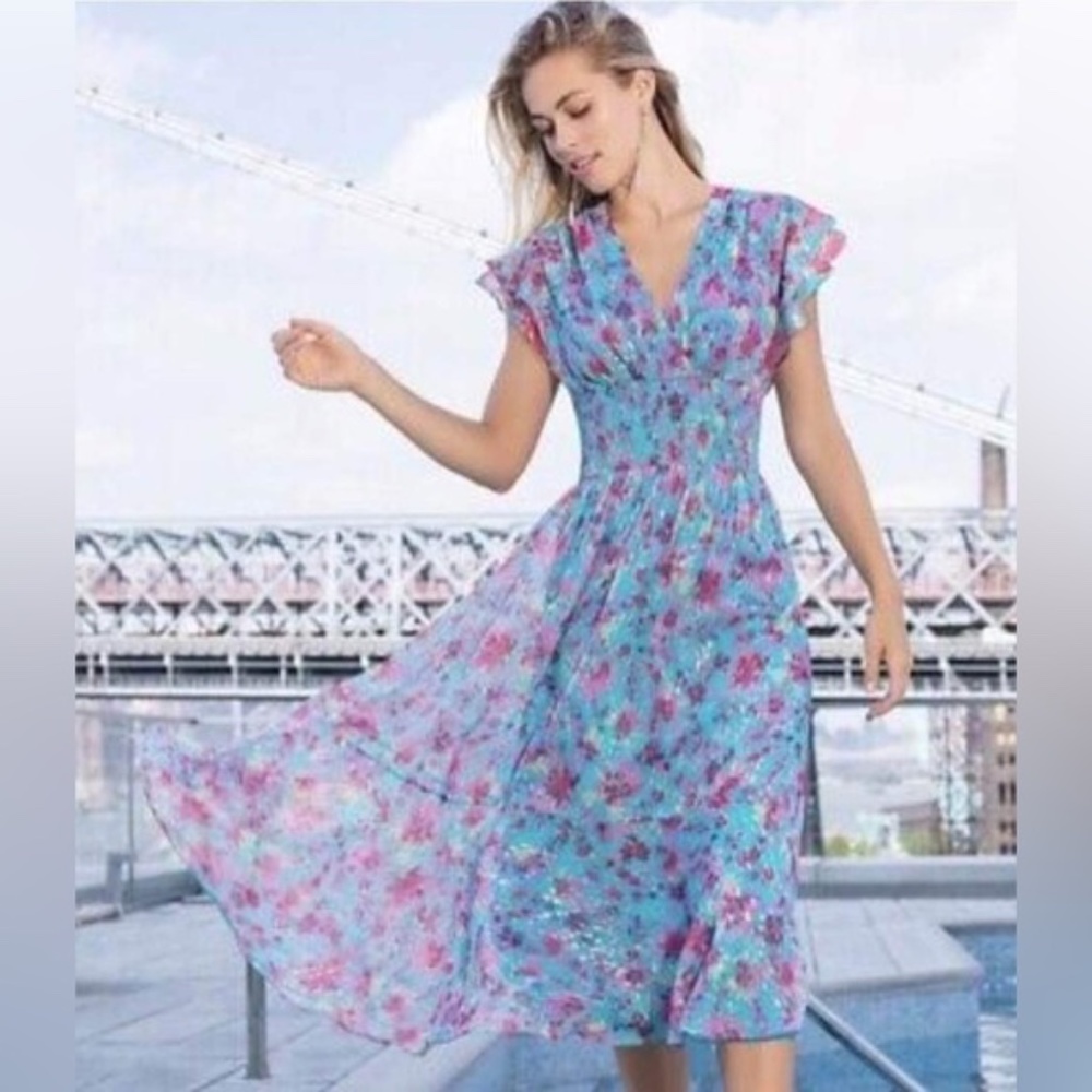 Shoshanna x Anthropologie Floral Print Midi Dress